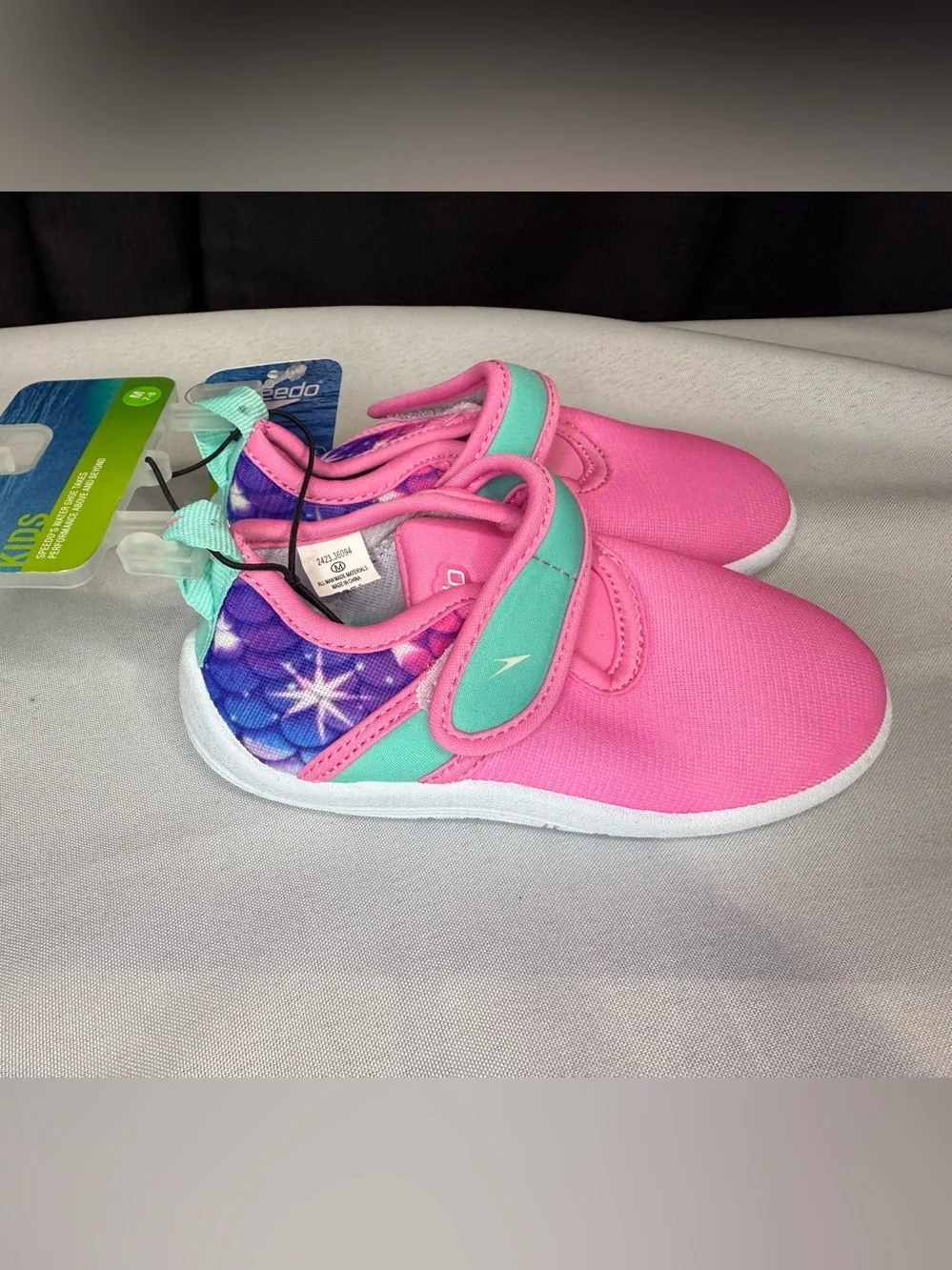 Speedo Kids Pink Water Shoes with Teal Strap Accents